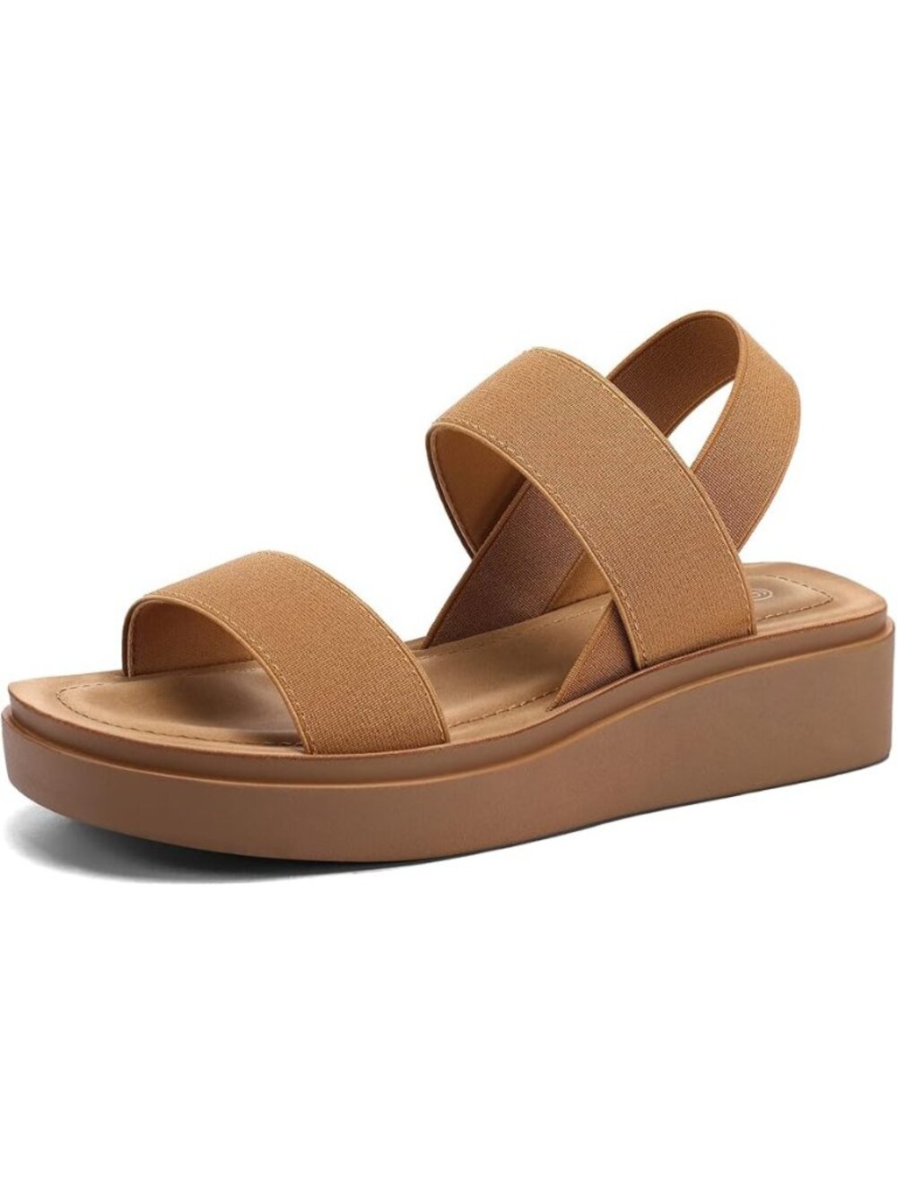 Mysoft Size 9 Platform Wedge Sandals Beige Elastic Straps Comfortable Summer